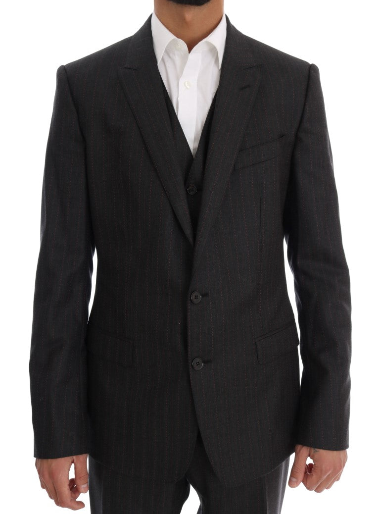 Gray Striped Two Button MARTINI 3 Piece Suit