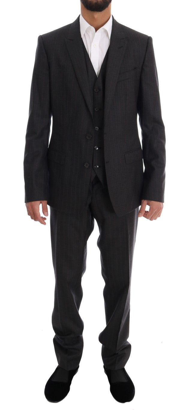 Gray Striped Two Button MARTINI 3 Piece Suit