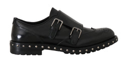 Shoes Black Leather Studded Formal Shoes