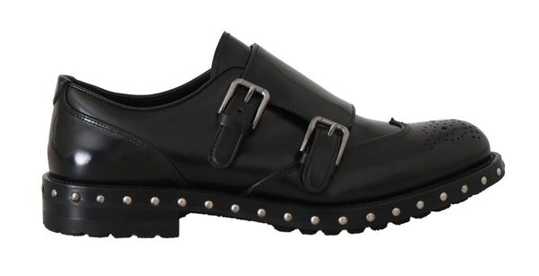 Shoes Black Leather Studded Formal Shoes
