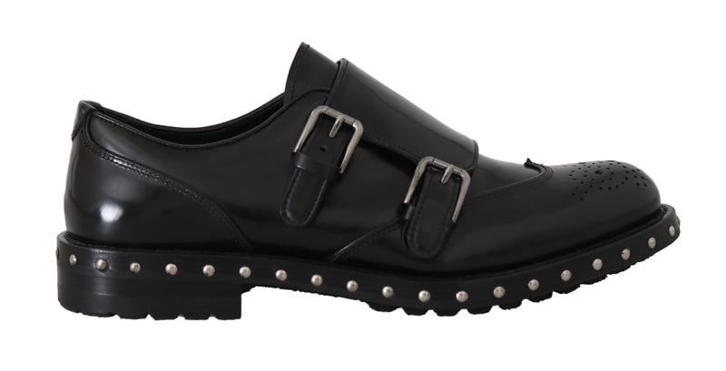 Shoes Black Leather Studded Formal Shoes