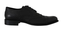 Black Leather Wingtip Derby Formal Shoes