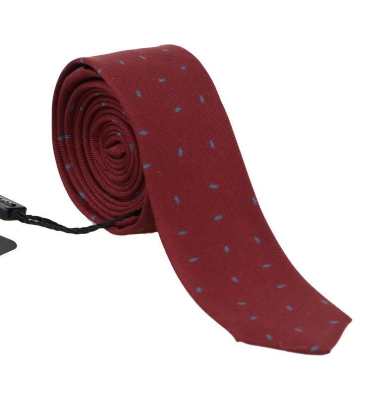 Red Silk Gray Pattern Slim Tie