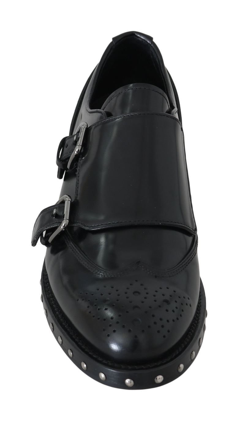 Shoes Black Leather Studded Formal Shoes
