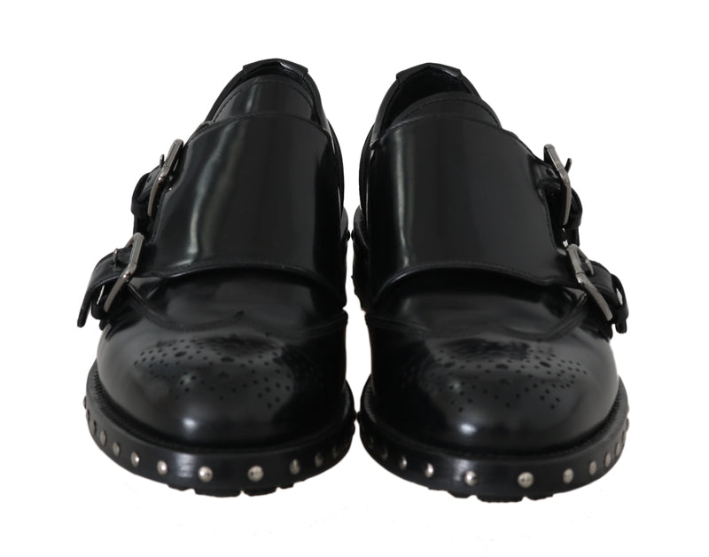 Shoes Black Leather Studded Formal Shoes
