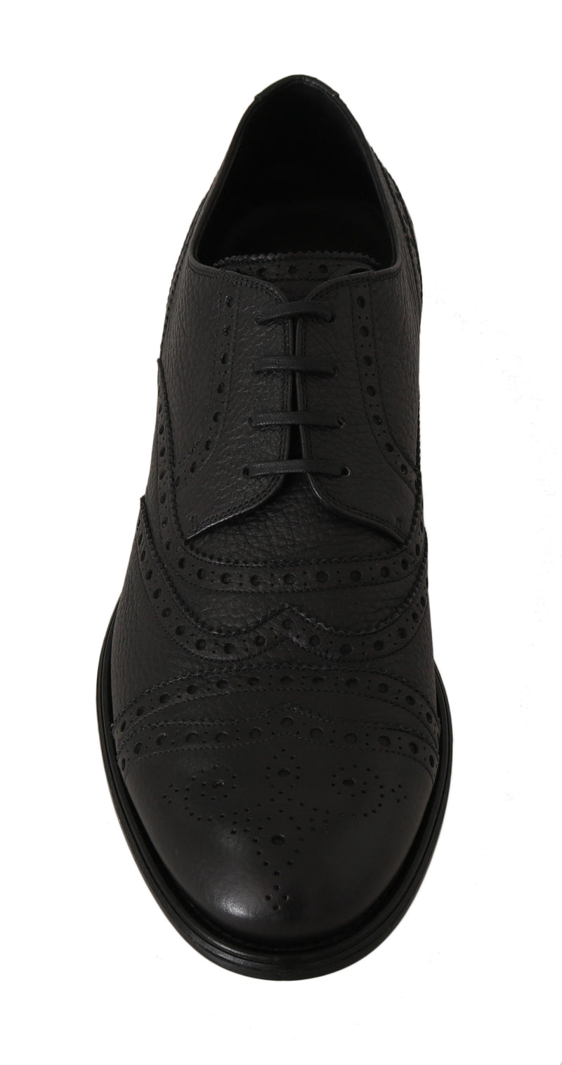 Black Leather Wingtip Derby Formal Shoes