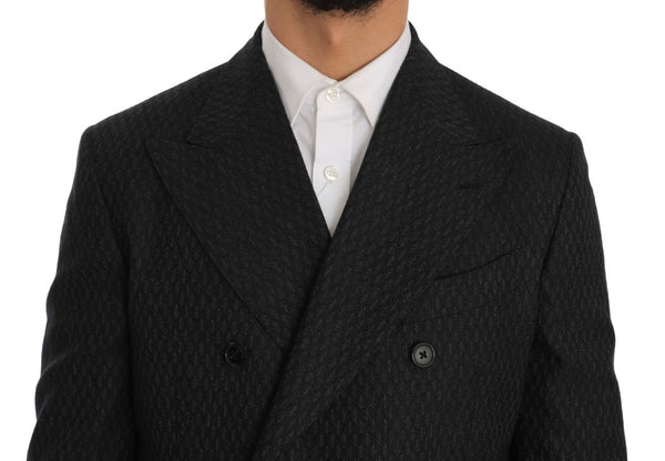 Gray Double Breasted Slim Fit  Suit