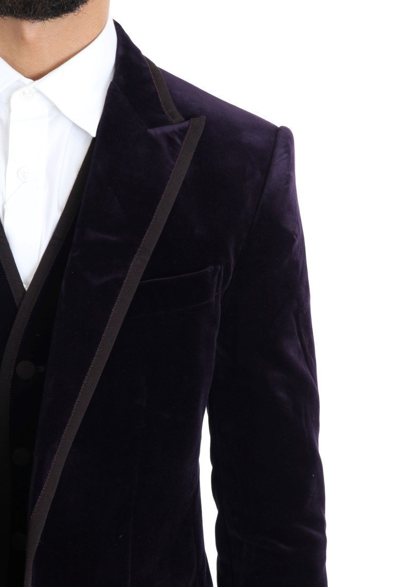 Purple Velvet Slim Fit Two Button Suit