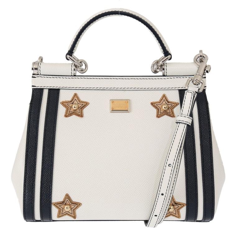 White Blue SICILY Sailor Anchor Leather Bag