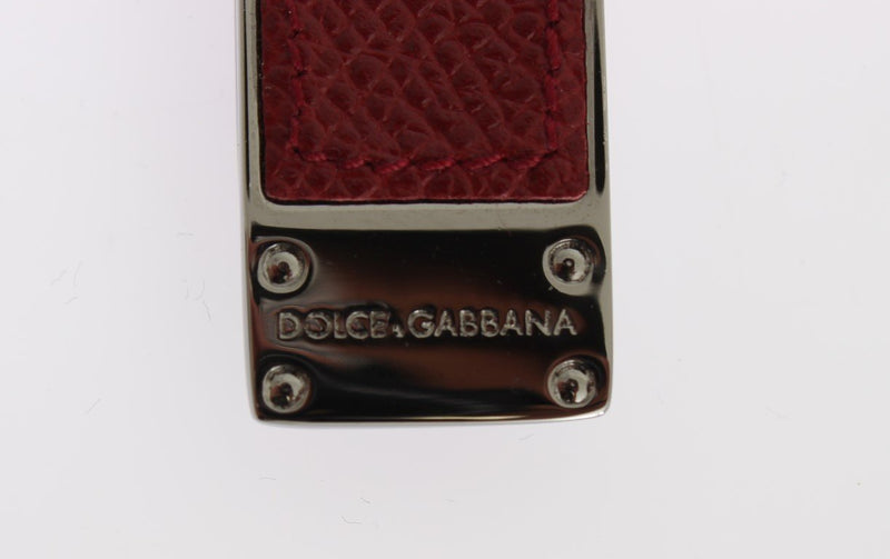 Red Leather Silver Brass Money Clip