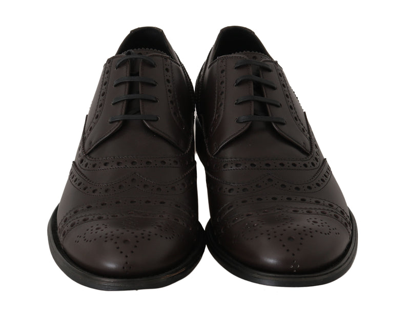 Brown Leather Wingtip Derby Formal Shoes
