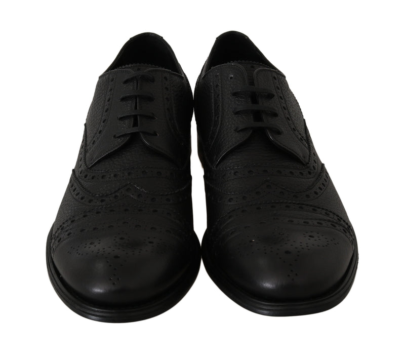 Black Leather Wingtip Derby Formal Shoes