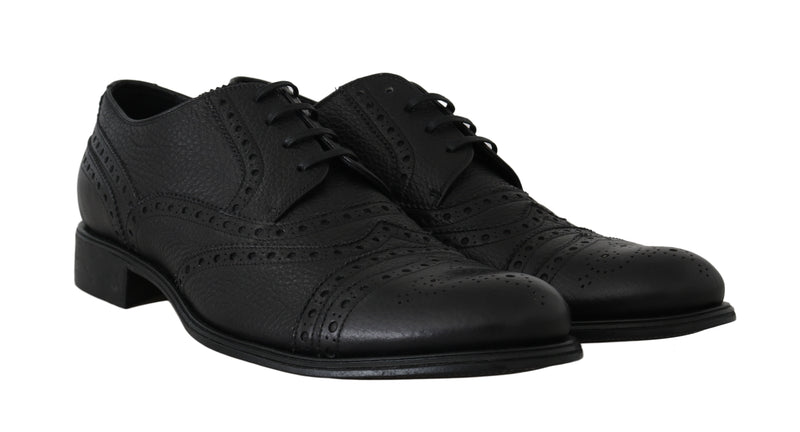 Black Leather Wingtip Derby Formal Shoes