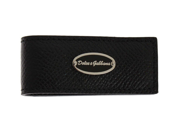 Black Leather Magnet Money Clip