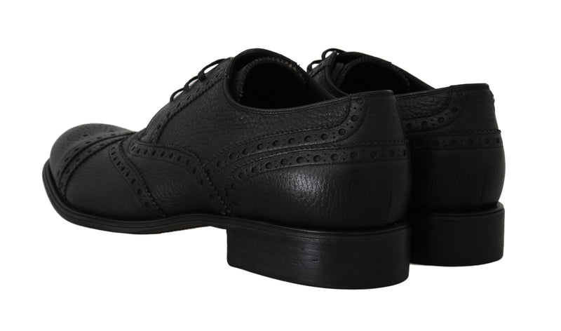 Black Leather Wingtip Derby Formal Shoes