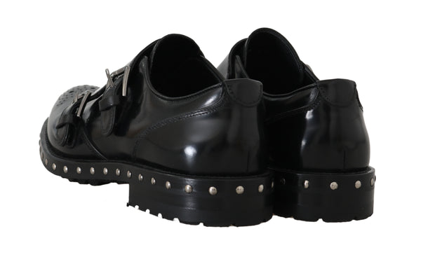 Shoes Black Leather Studded Formal Shoes