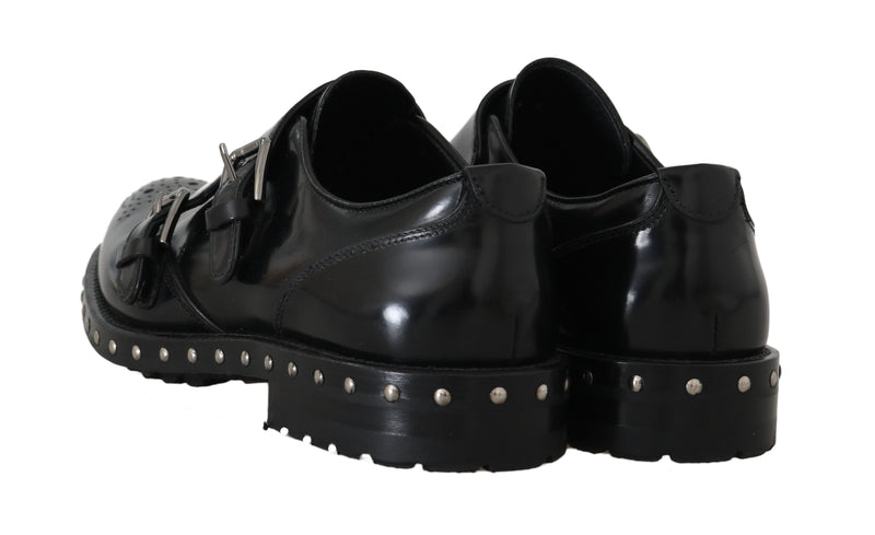 Shoes Black Leather Studded Formal Shoes