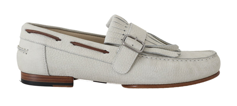 White Leather Moccasin Loafers Shoes