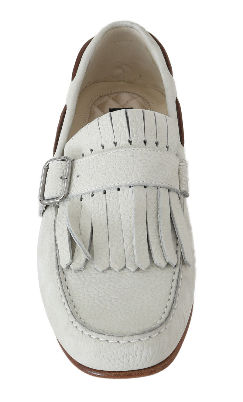 White Leather Moccasin Loafers Shoes