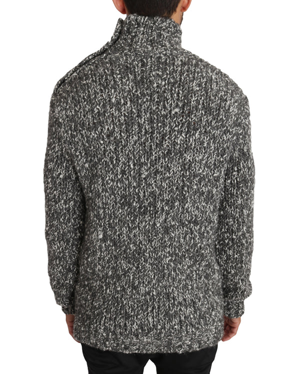 Gray Knitted Wool Turtleneck Pullover Sweater