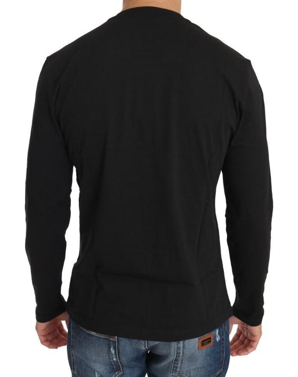 Black Cotton Tiger Embroidered Crewneck  T-shirt