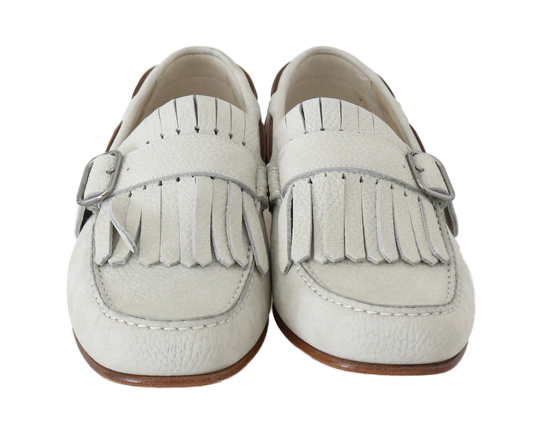 White Leather Moccasin Loafers Shoes