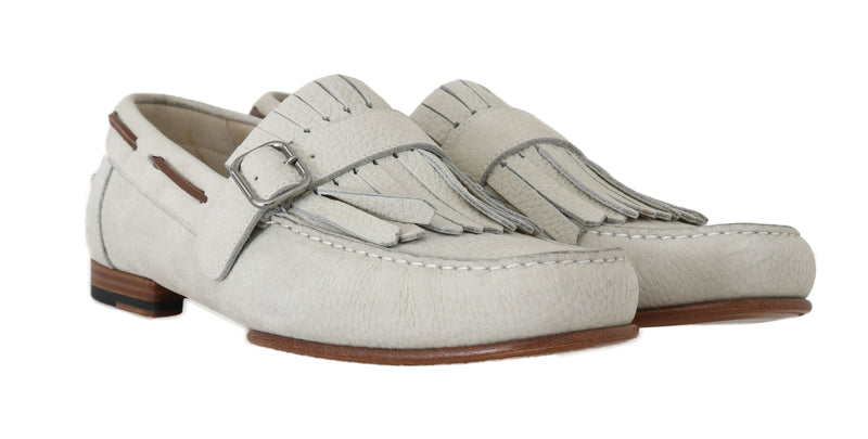 White Leather Moccasin Loafers Shoes