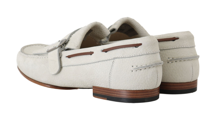 White Leather Moccasin Loafers Shoes