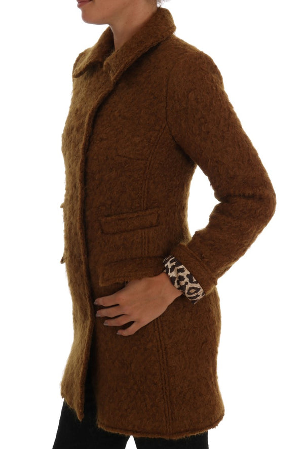 Brown Wool Mohair Double Breasted Jacket