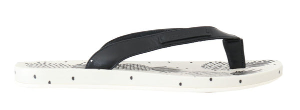 Black Leather Beach Slides Sandals