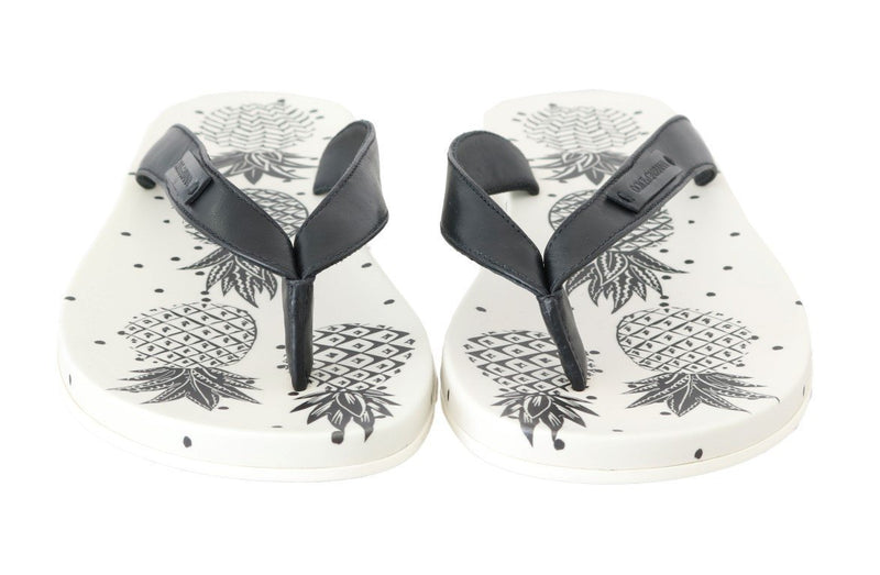 Black Leather Beach Slides Sandals