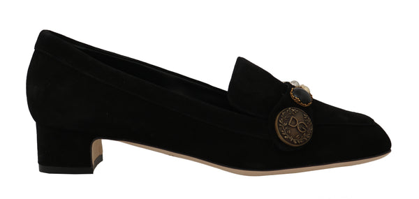 Black Suede Leather Moccasin Gold