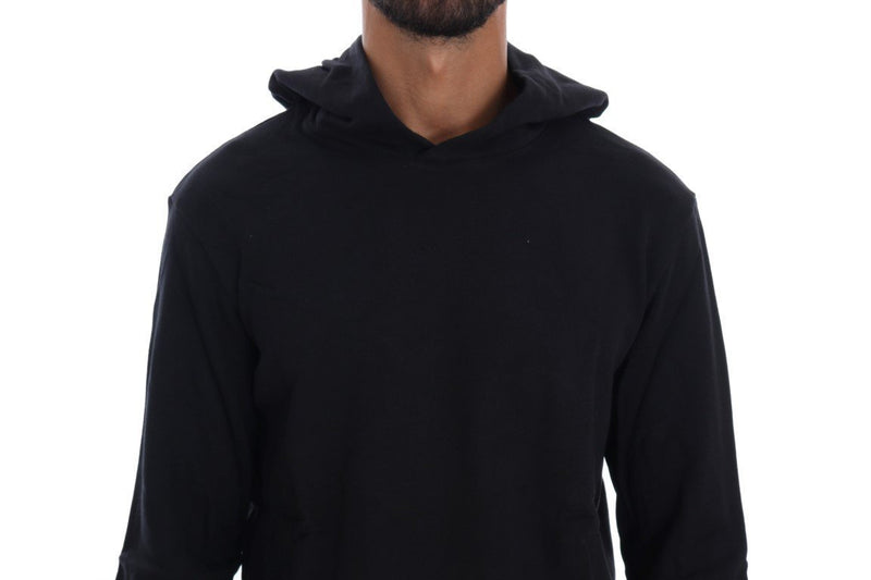 Black Sport Casual Hooded Cotton Sweater