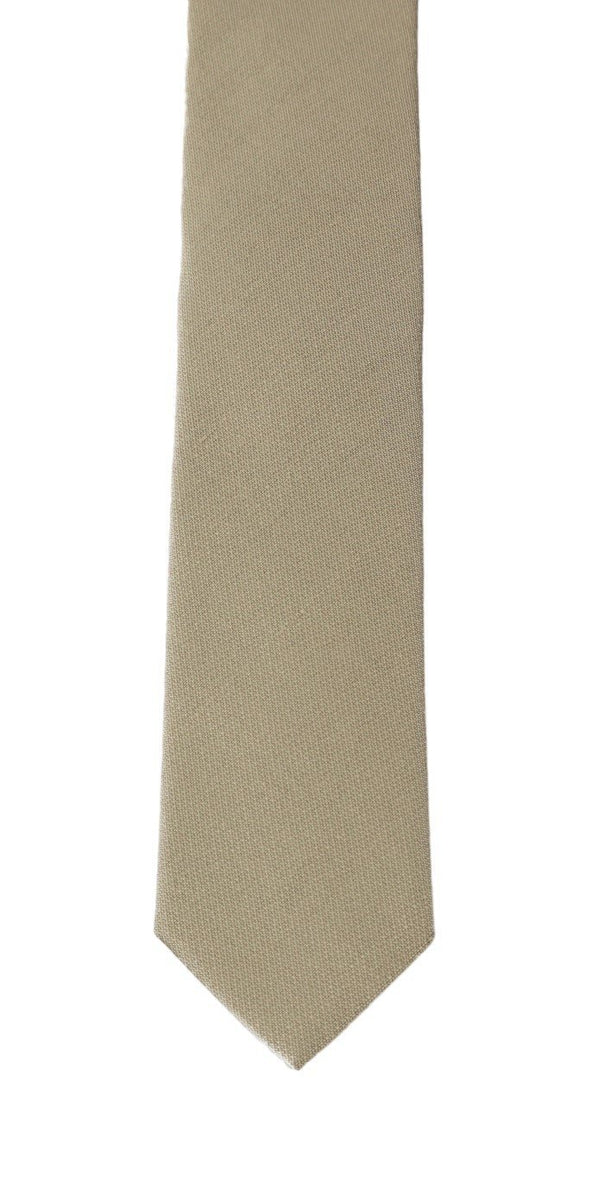 Beige Silk Solid Slim Tie