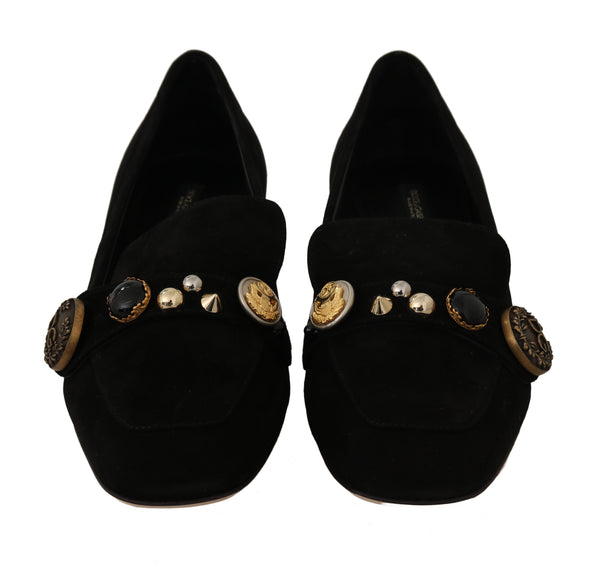 Black Suede Leather Moccasin Gold