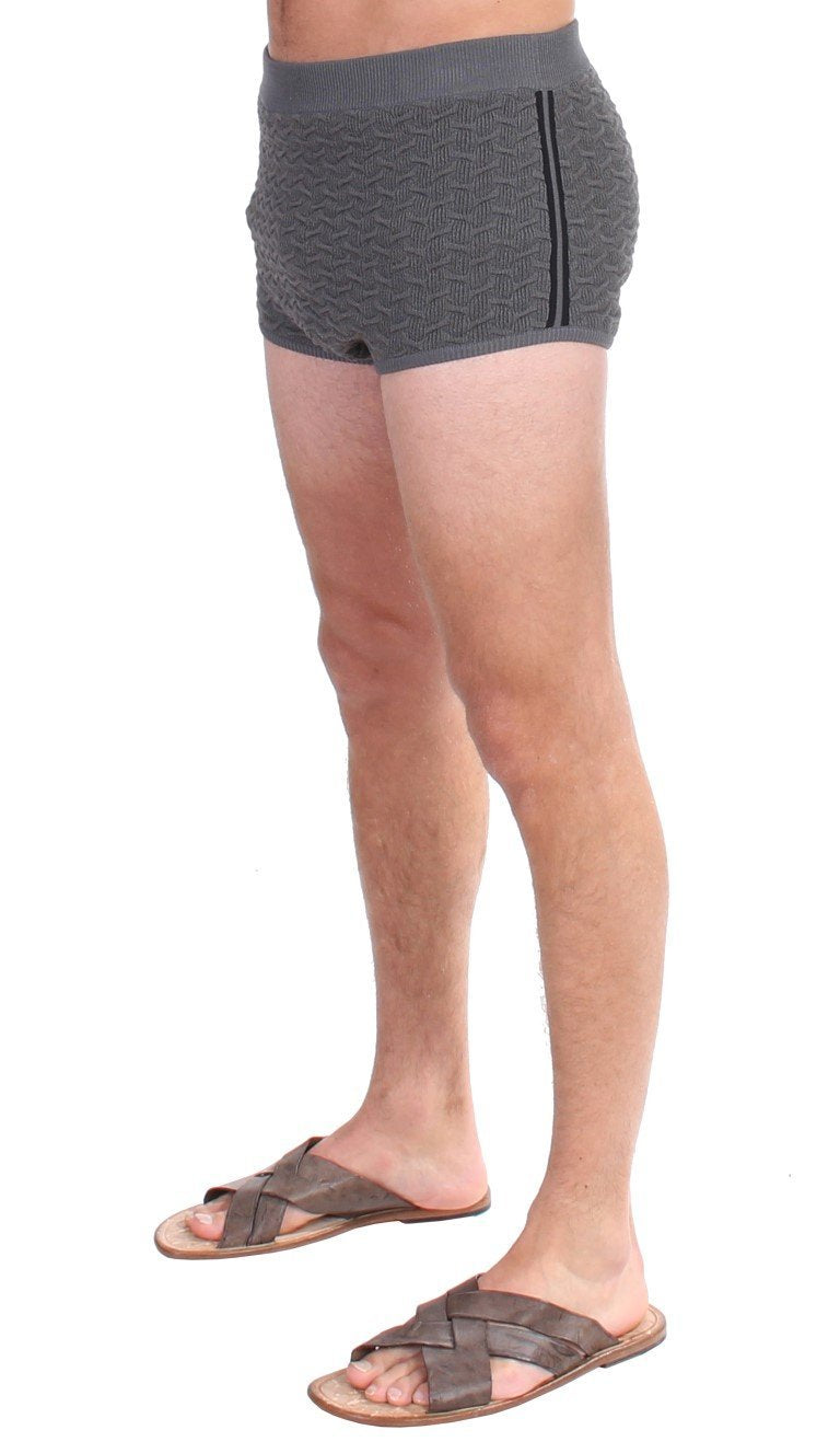 Gray Cotten Blend Logo Casual Short Shorts