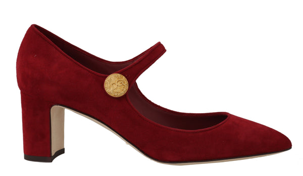 Red Suede Ankle Strap Pumps