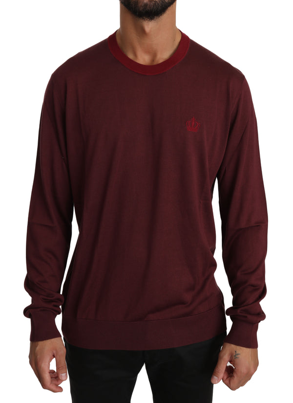 Bordeaux Silk Crewneck Crown Sweater