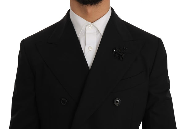 Black Stretch Crystal Bee Slim Fit Suit