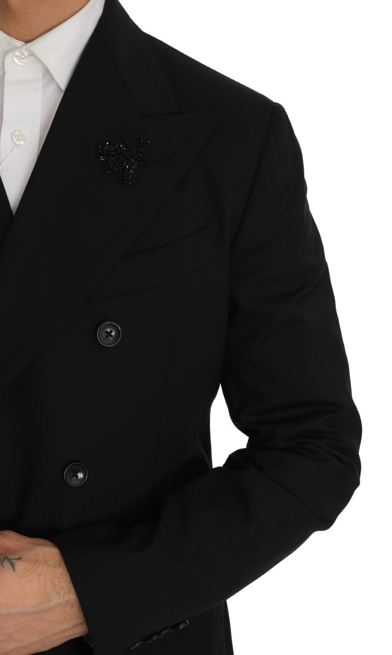 Black Stretch Crystal Bee Slim Fit Suit