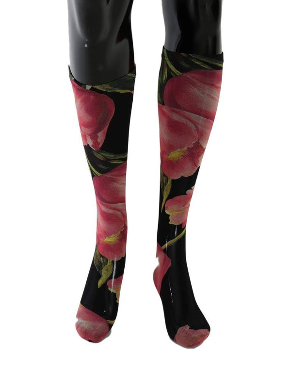 Multicolor Floral Tulip Nylon Socks