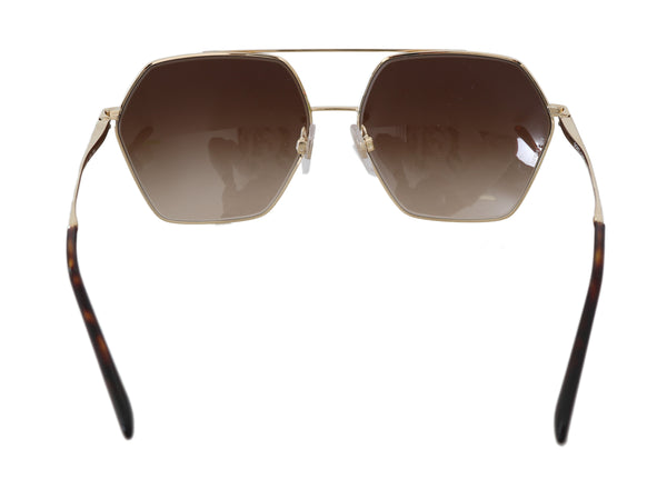 Gold DG2157 Gradient Brown Pilot Sunglasses