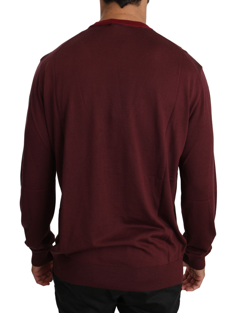 Bordeaux Silk Crewneck Crown Sweater