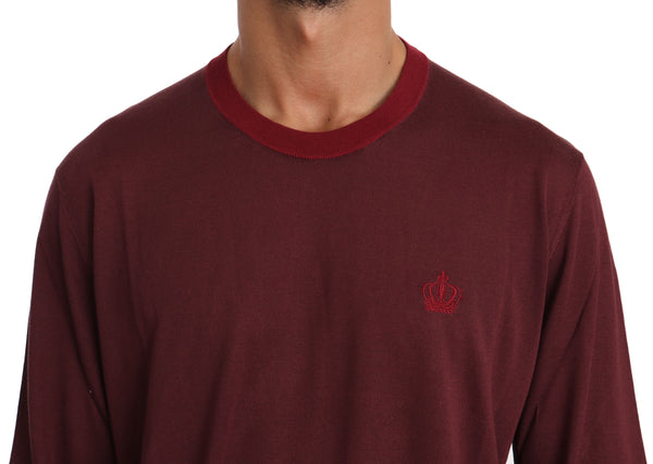 Bordeaux Silk Crewneck Crown Sweater