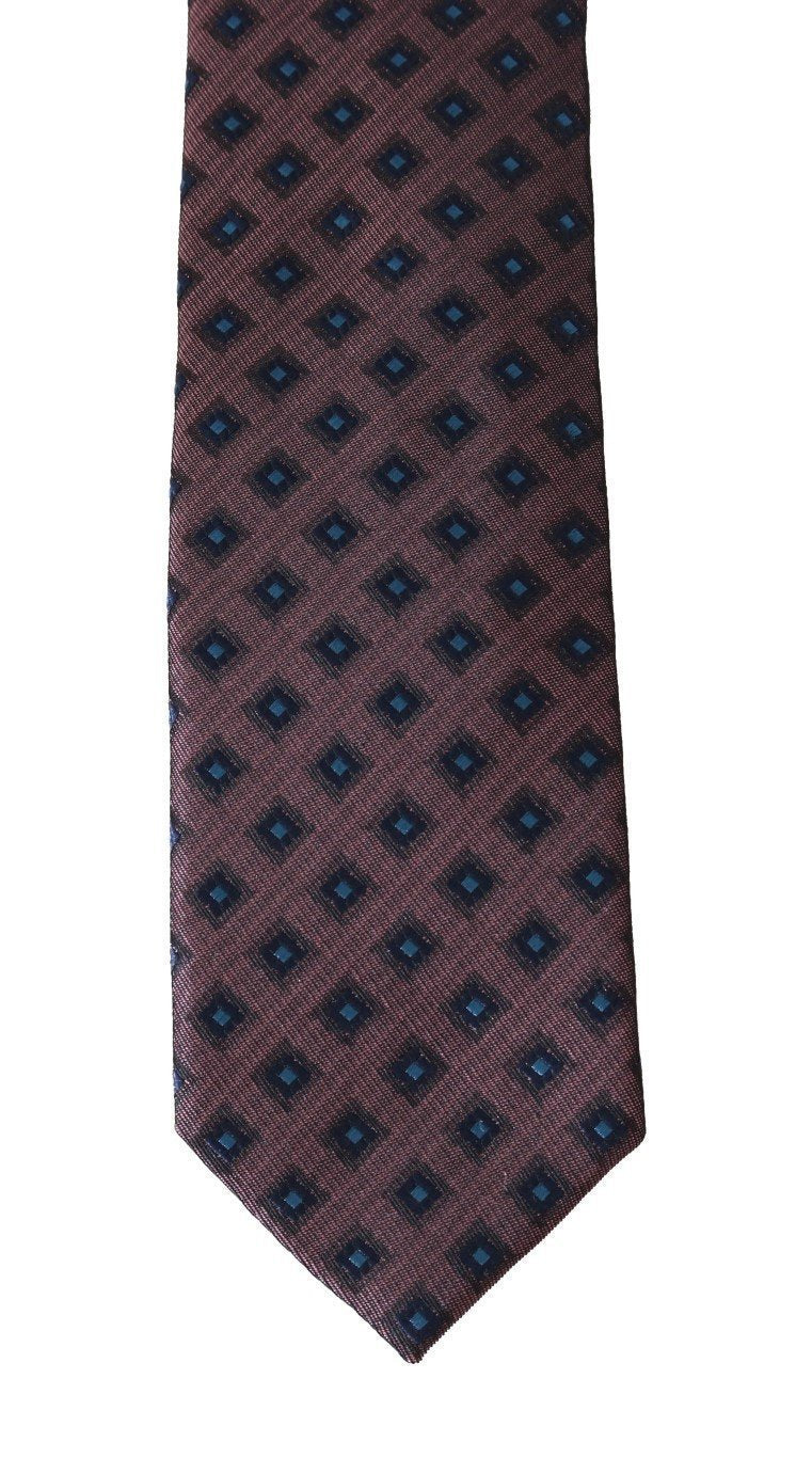 Bordeaux Blue Silk Rhomb Pattern Tie
