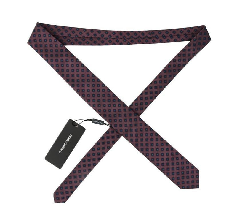 Bordeaux Blue Silk Rhomb Pattern Tie