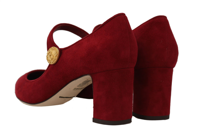 Red Suede Ankle Strap Pumps