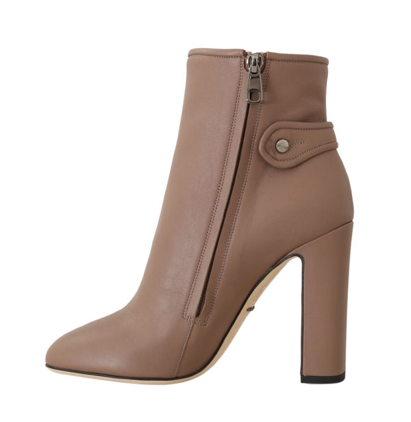 Brown Leather Heels Ankle Boots
