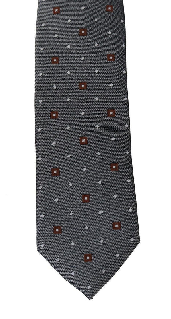 Gray Silk Patterned Classic Tie
