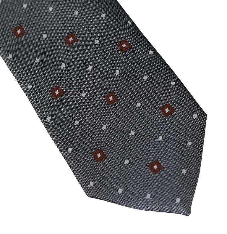 Gray Silk Patterned Classic Tie